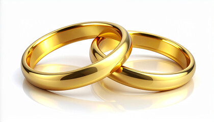 Two gold wedding rings intertwined together symbolizing eternal love and commitment in marriage ceremony