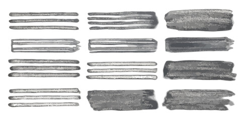 Obraz premium Pinceladas de tinta cinza em fundo transparente, texturas e elementos gráficos