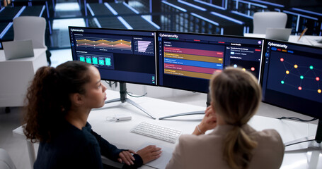 Women In Cybersecurity Roles Monitor Data Center Security Measures