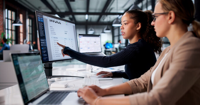 Young Latina Woman Efficiently Managing Corporate Invoices
