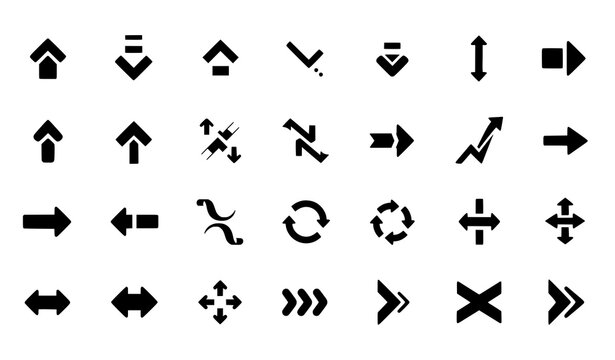 Up and down arrow filled icon collection for increase and decrease indicators flat vector isolated on white background