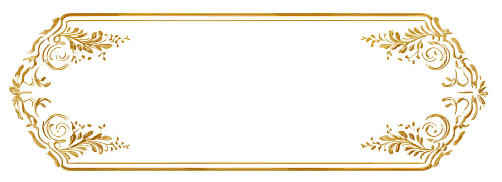 Marco ornamental dorado con dise&ntilde;o floral y transparente, ideal para invitaciones y dise&ntilde;o gr&aacute;fico.