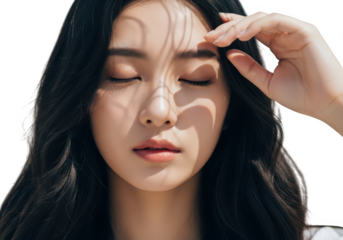 Woman enjoying sunlight on face