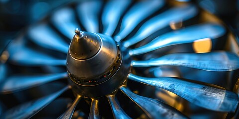 Close-Up of Industrial Turbine Engine Blades