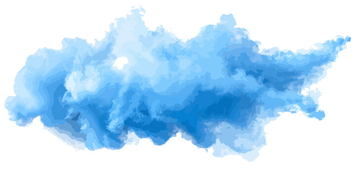 Fuma&ccedil;a azul abstrata e et&eacute;rea flutuando em um fundo branco transparente, representando n&eacute;voa ou nuvem.