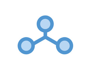 &Iacute;cone de conex&atilde;o com tr&ecirc;s n&oacute;s azuis interligados em fundo branco, simbolizando rede ou ci&ecirc;ncia.
