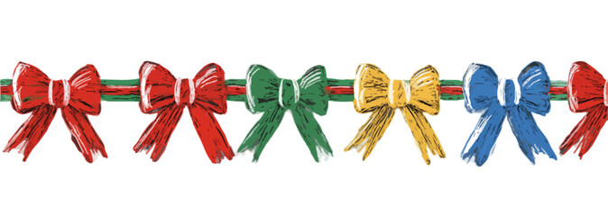 Decoraci&oacute;n festiva con lazos de colores sobre fondo transparente para celebraciones y regalos