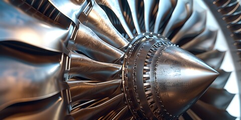 Close-Up of Industrial Jet Engine Fan Blades