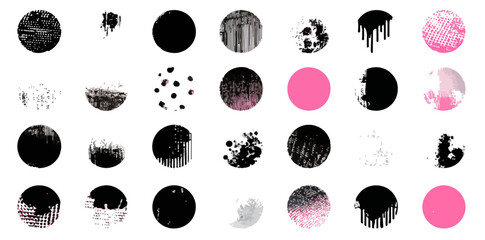 Cole&ccedil;&atilde;o de c&iacute;rculos com texturas diversas e cores contrastantes, ideal para design gr&aacute;fico e fundos.