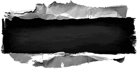 Fundo preto com bordas rasgadas de papel, em formato de banner, com fundo transparente para design.