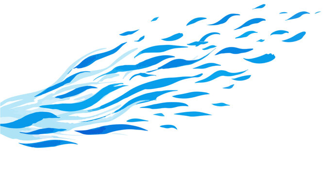 Ondas de agua abstractas y fluidas con un efecto de movimiento din&aacute;mico y transparente sobre fondo blanco.