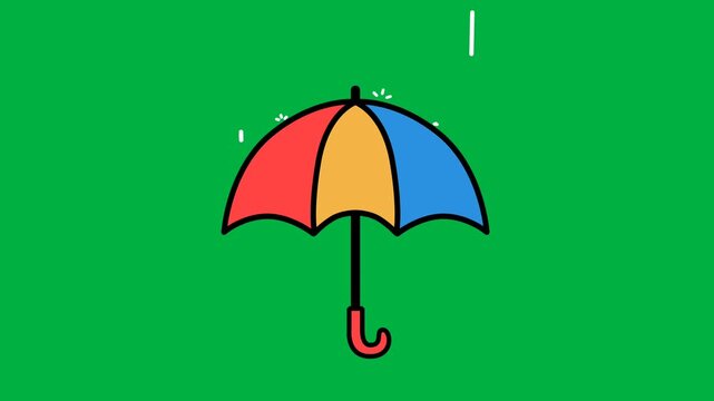 Rain and umbrella animation with a background that can be changed using chroma key 