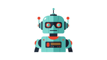 Fototapeta premium Cute retro vintage robot character flat vector illustration.