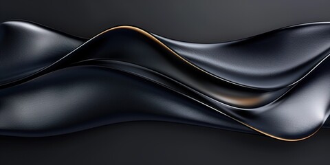 Sleek Black Wavy Leather Texture with Copper Accent