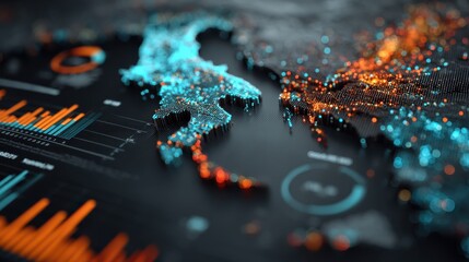 A futuristic interface displaying real-time analytics and data insights.