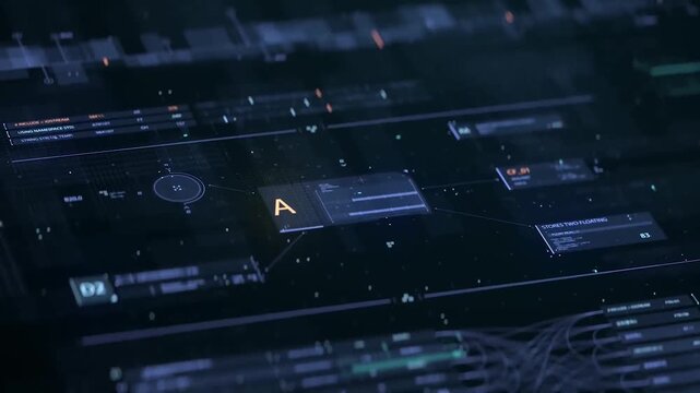 Futuristic HUD Interface High-Tech FUI Dashboard Sci-Fi Digital Glass Panel Audio Control Panel close up of sound mixer with technology