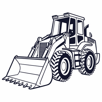 Black and white construction vehicle