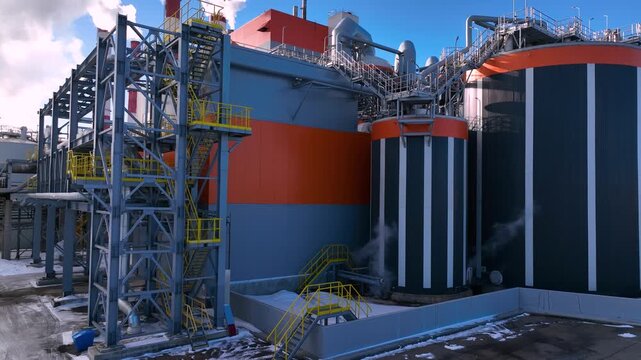 General view of the thermal power plant in winter
