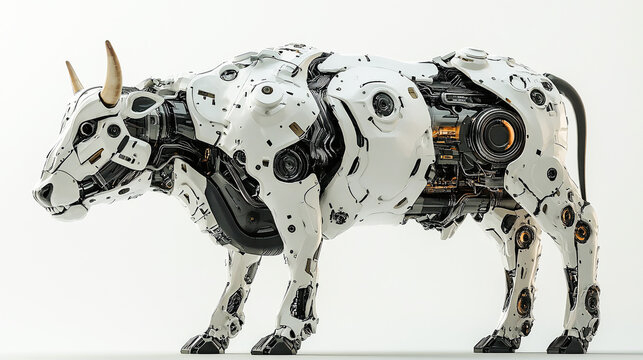 Image of a cow modified into a robot. Wild animal. Illustration