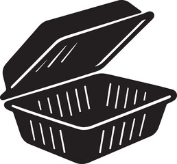 Open styrofoam burger box icon silhouette