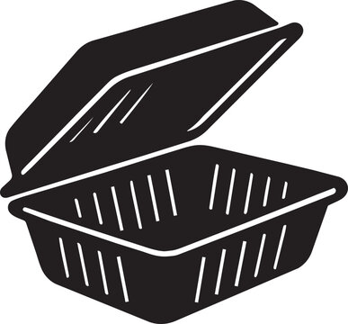 Open styrofoam burger box icon silhouette