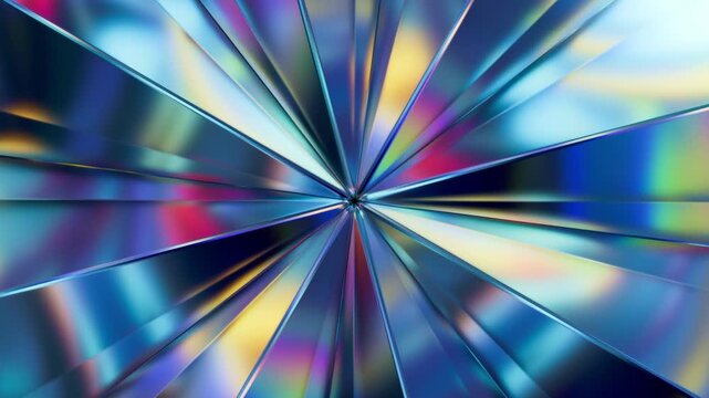 Vibrant abstract background. Colorful prismatic light rays create dynamic starburst effect. Holographic spectrum, modern texture, digital pattern. Ideal for video backdrop, motion graphics, wallpaper.