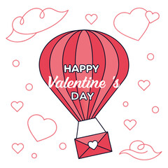 PrintJoyful hot air balloon delivering a heartfelt love letter on valentine's day