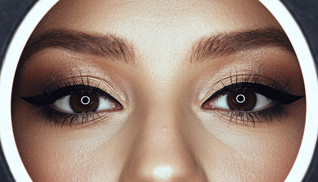 Close up of an eye with dramatic makeup and eyeliner