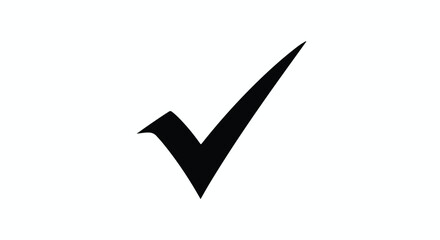 Black Vector Check Mark Icon on White Background