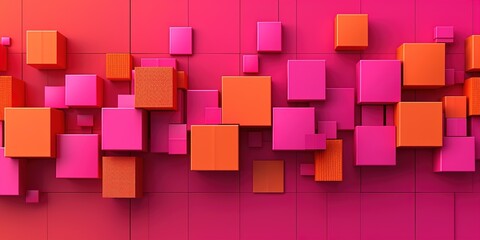 Vibrant 3D Cubes in Pink and Orange on Gradient Background