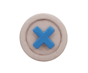 Obraz premium 3D Circular Button with Blue X Raised Edges Isolated on Transparent Background for Interface Design Icon Concept