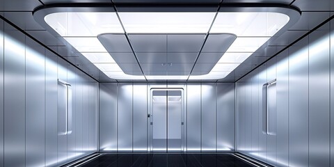 Modern Minimalist Elevator Interior with Bright Lighting