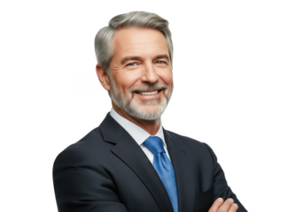 Smiling businessman isolated on transparent background