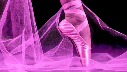 a ballerina's leg in pink neon light
