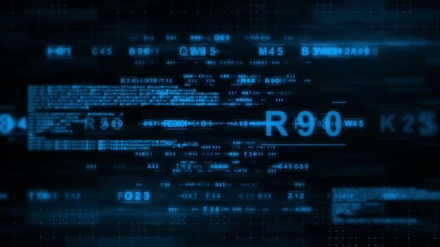 Business Word Cloud on Digital Screen with Technology and Data Elements