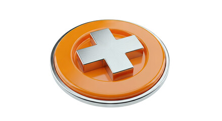 Fototapeta premium Metallic Plus Symbol on Orange Button