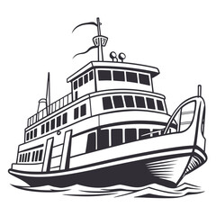 Obraz premium Illustrated ferry boat