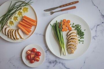 Freshly prepared chicken and vegetable dish