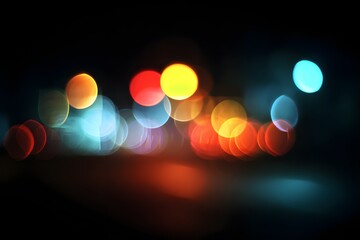 Abstract city night bokeh lights background with dark mood