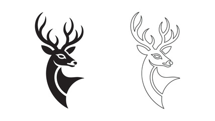 Obraz premium Minimalist deer head silhouette vector illustration