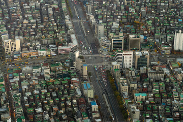 aerial view of the city seoul korea