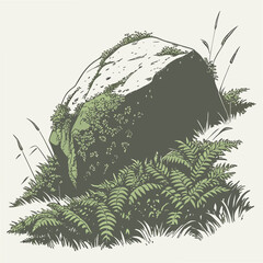 Lush forest rock illustration ©  MST RABEYA  BEGUM