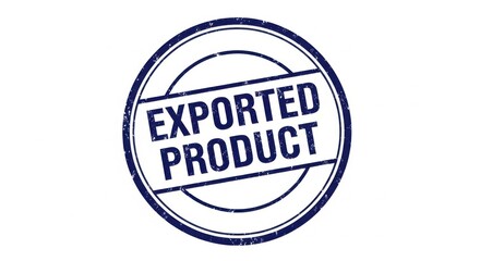 「EXPORTED PRODUCT」の文字が入った青い円形スタンプアイコン