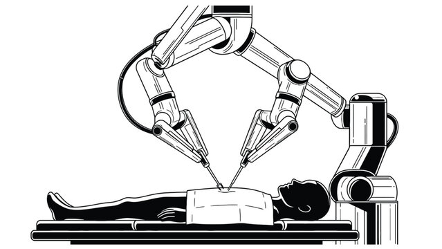 Surgical robotic arms performing precision minimally invasive procedure illustrating automation in the operating room, capital acquisition strategy and clinical performance metrics