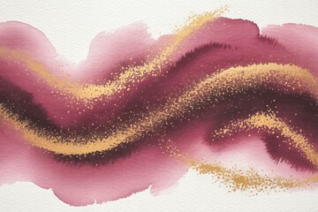 Elegant watercolor wash in deep burgundy and golden tones for art and design projects
