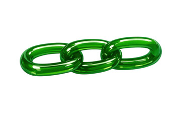 Fototapeta premium Green glossy chain links forming a strong connection on transparent background, symbolizing unity and teamwork