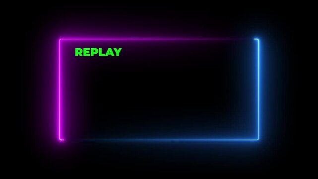 Video Camera Replay Screen Animation on black Background in HD, Cinematic Replay Overlay for Video Editing and Film Effects