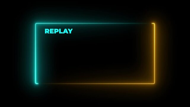 Video Camera Replay Screen Animation on black Background in HD, Cinematic Replay Overlay for Video Editing and Film Effects