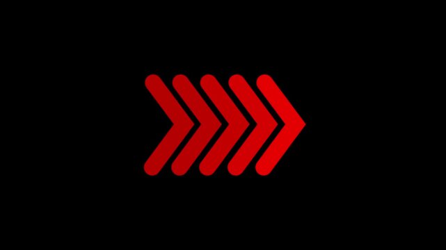 Right-directional white arrow loop animation. Animated arrows for the overlay video layer. Swipe right for the animation. Blinking arrow navigation. arrow icon concept. arrow concept. 4k video