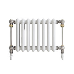 White radiator with metal trim on a black background, central, symmetrical